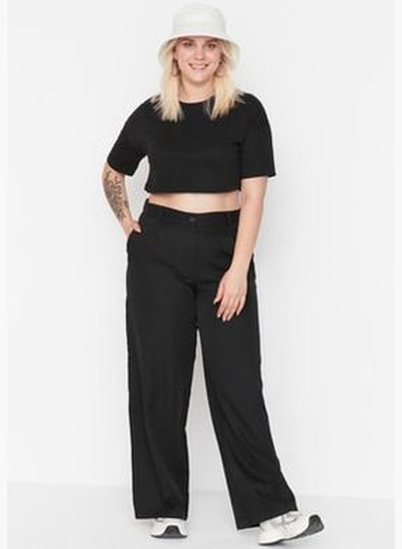 Black Wide Leg Woven Trousers TBBAW23AR00007