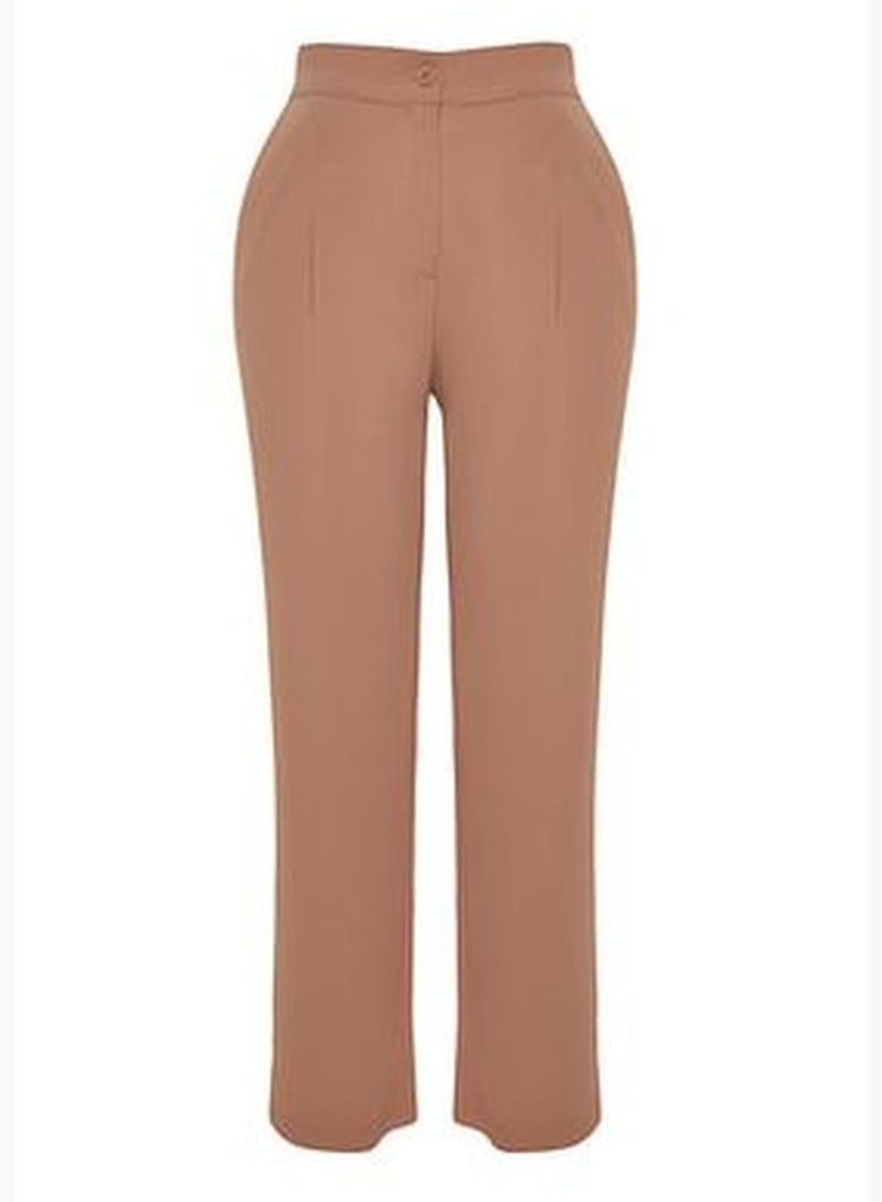 Mink High Waist Pleated Woven Trousers TBBSS22PL0448