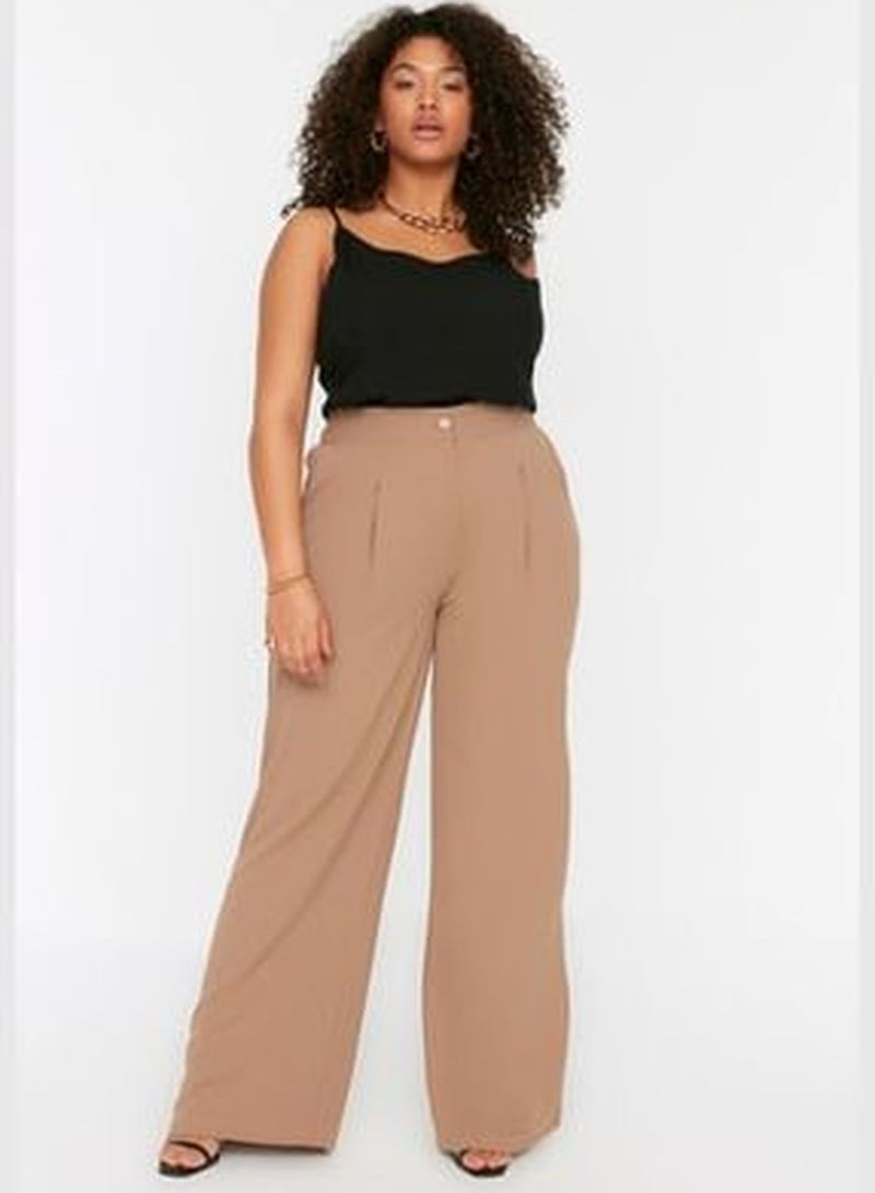 Mink High Waist Pleated Woven Trousers TBBSS22PL0448