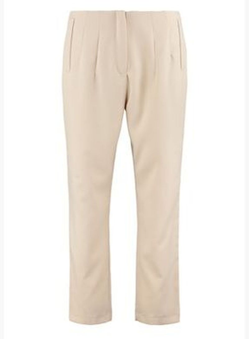 Beige Cigarette Woven Trousers TBBAW23AR00015