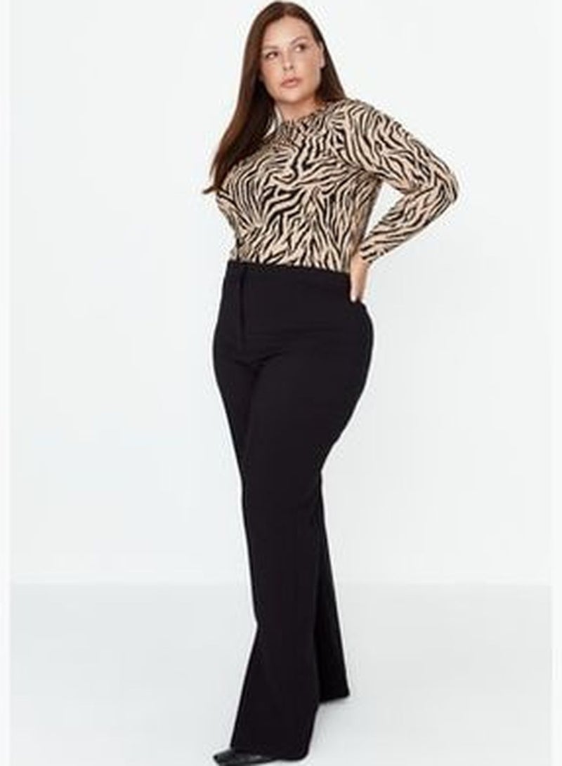 Black Wide Leg Woven Trousers With Slit Detailed Legs TBBAW23AR0008