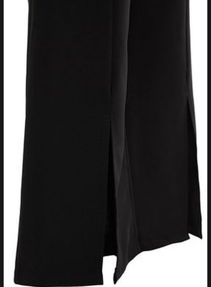 Black Wide Leg Woven Trousers With Slit Detailed Legs TBBAW23AR0008