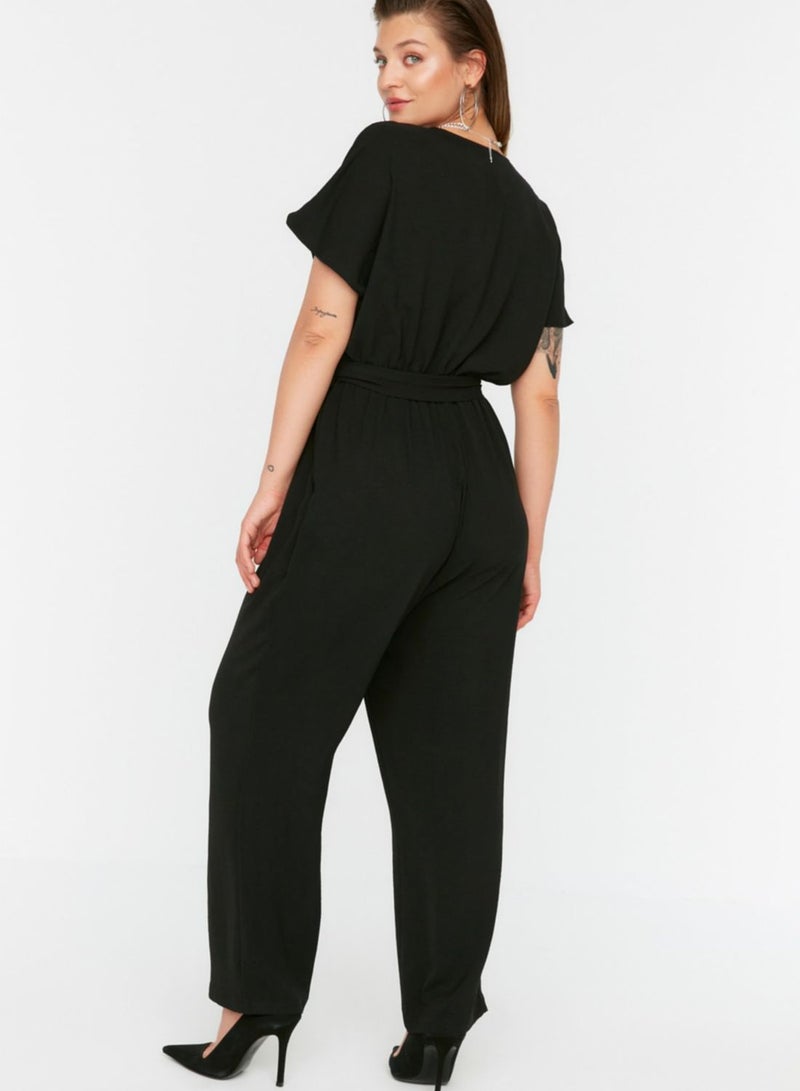 Plunge Neck Tie Detail Jumpsuit