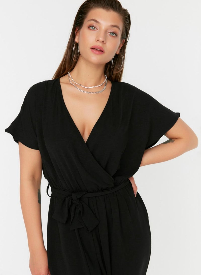 Plunge Neck Tie Detail Jumpsuit