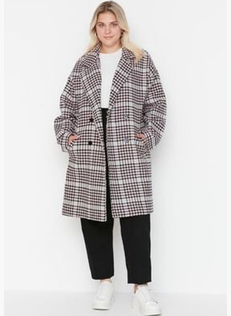 Multicolored Oversized Stamp Coat with Buttons and Pocket Details TBBAW23DD00001