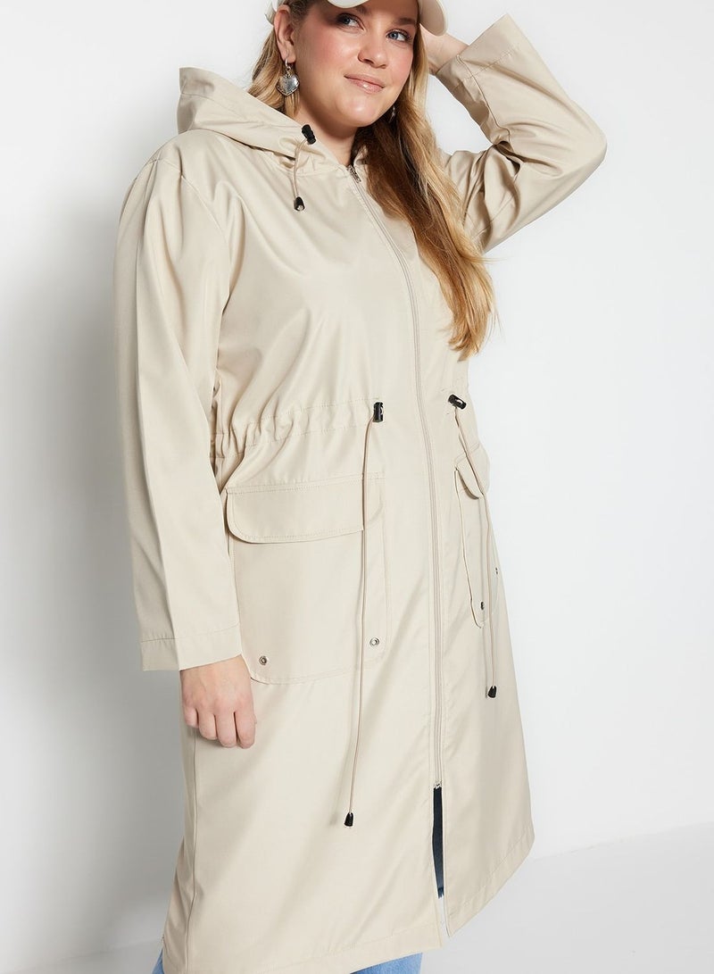 Zip Detail Hooded Coat