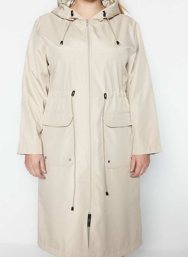 Zip Detail Hooded Coat