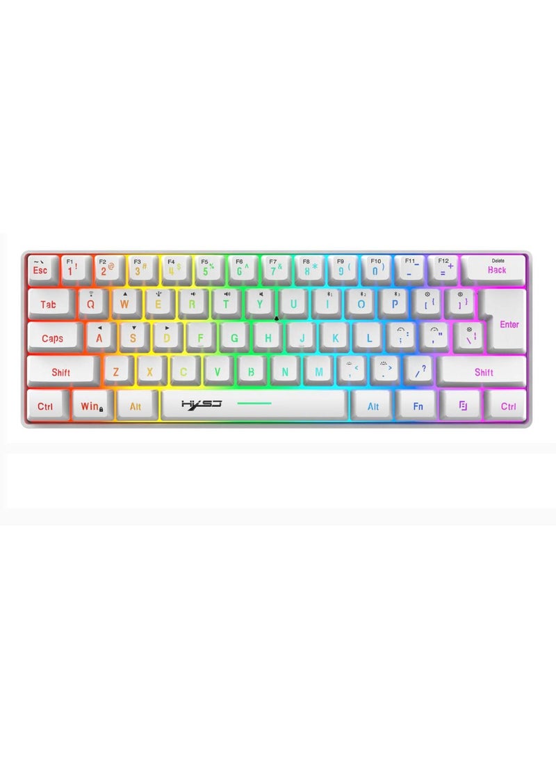 HXSJ L500 three mode compact membrane keyboard RGB backlight 2.4G Bluetooth wired gaming keyboard WHITE