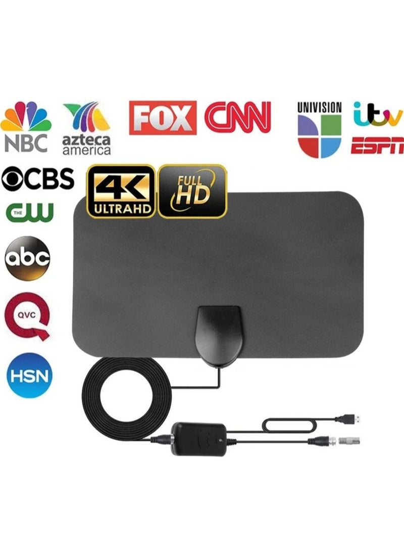 8K 4K Digital TV Antenna 500 Miles Booster DVB-T Aerial HD Flat Indoor Active 25DBi High Gain VHF UH F TV Box