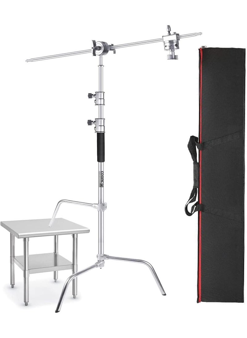 COOPIC C Stand C40SC Heavy Duty Light Stand Height 150-330cm with Sliding up-down Leg, 127cm Boom Arm, Grip Heads and Bag for Photo Studio Photography Strobe Light Video Umbrella Softbox Monolight