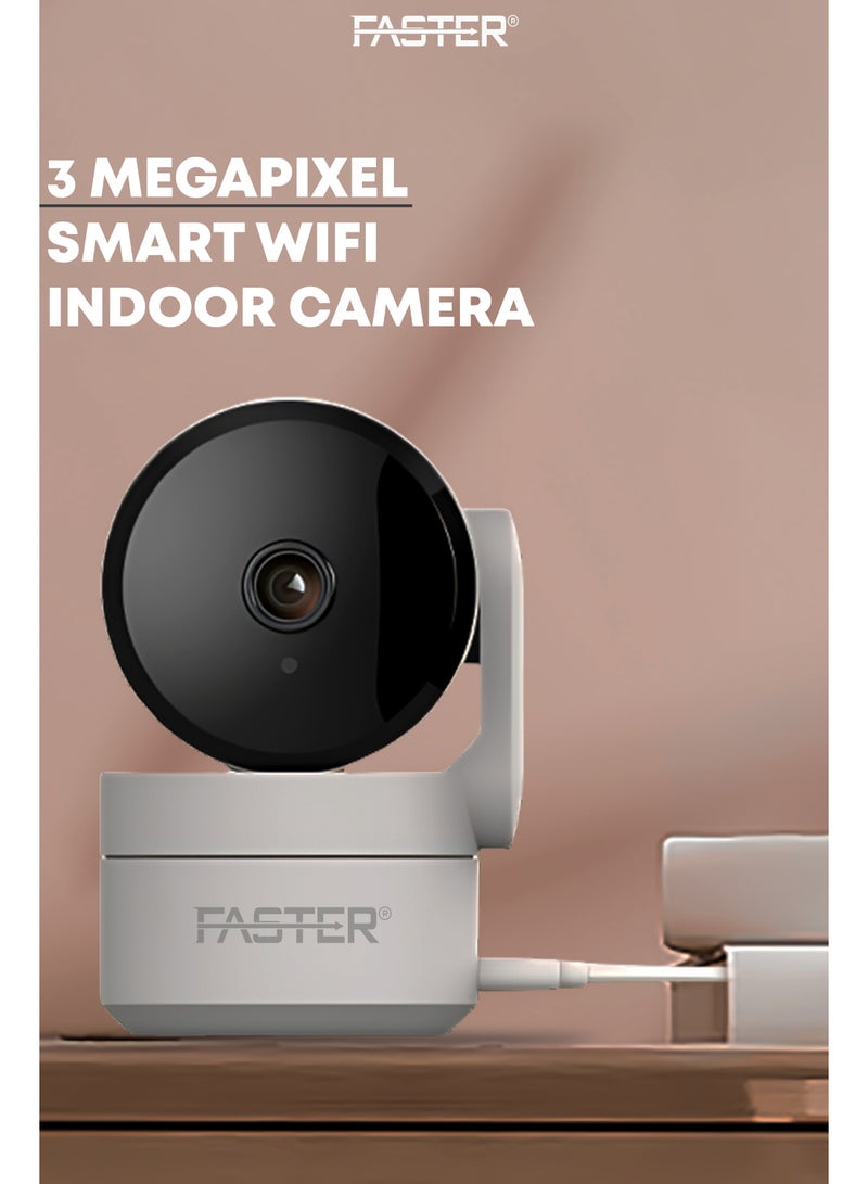 3 MP Smart WiFi Camera 2304x1296 P HD Security With 355° Viewing for Indoor & Outdoor Security 2-Way Audio Night Vision, SD Card Storage