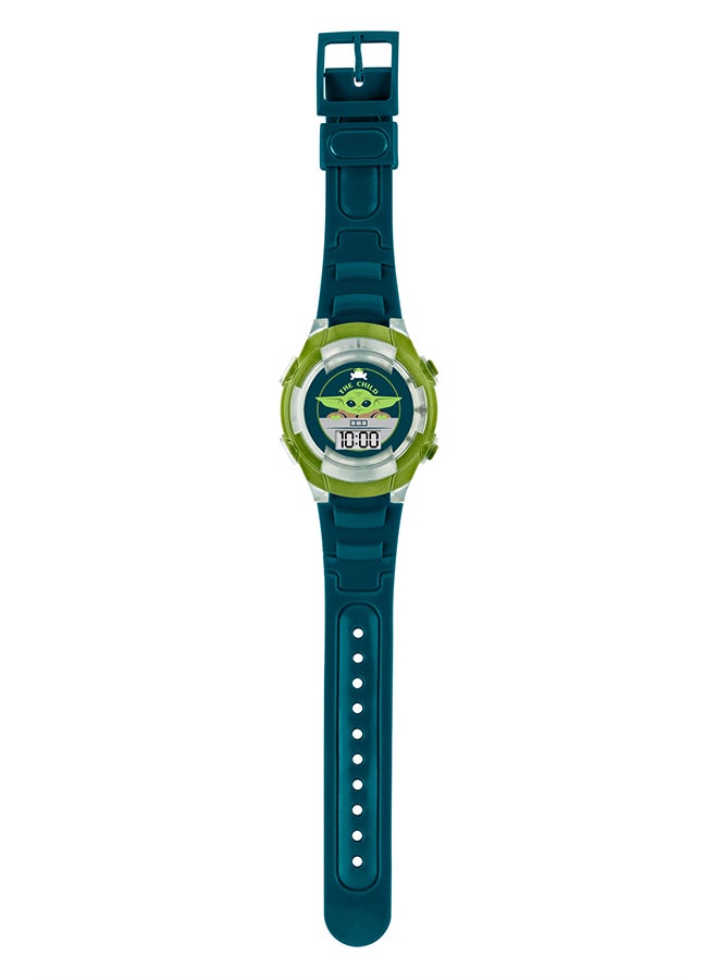 Disney The Mandalorian Boy's Digital Round Shape Silicone Wrist Watch MNL4031 - 35 Mm