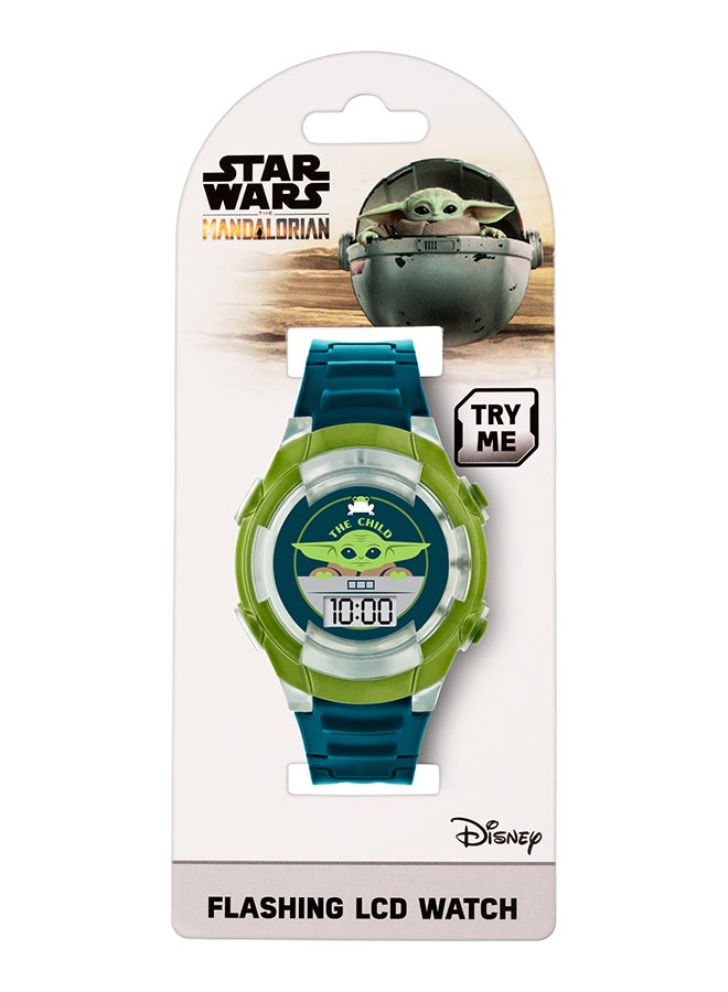 Disney The Mandalorian Boy's Digital Round Shape Silicone Wrist Watch MNL4031 - 35 Mm