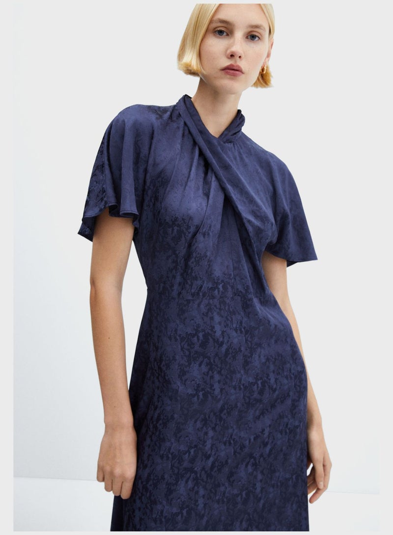Printed Warp Side Slit Dress