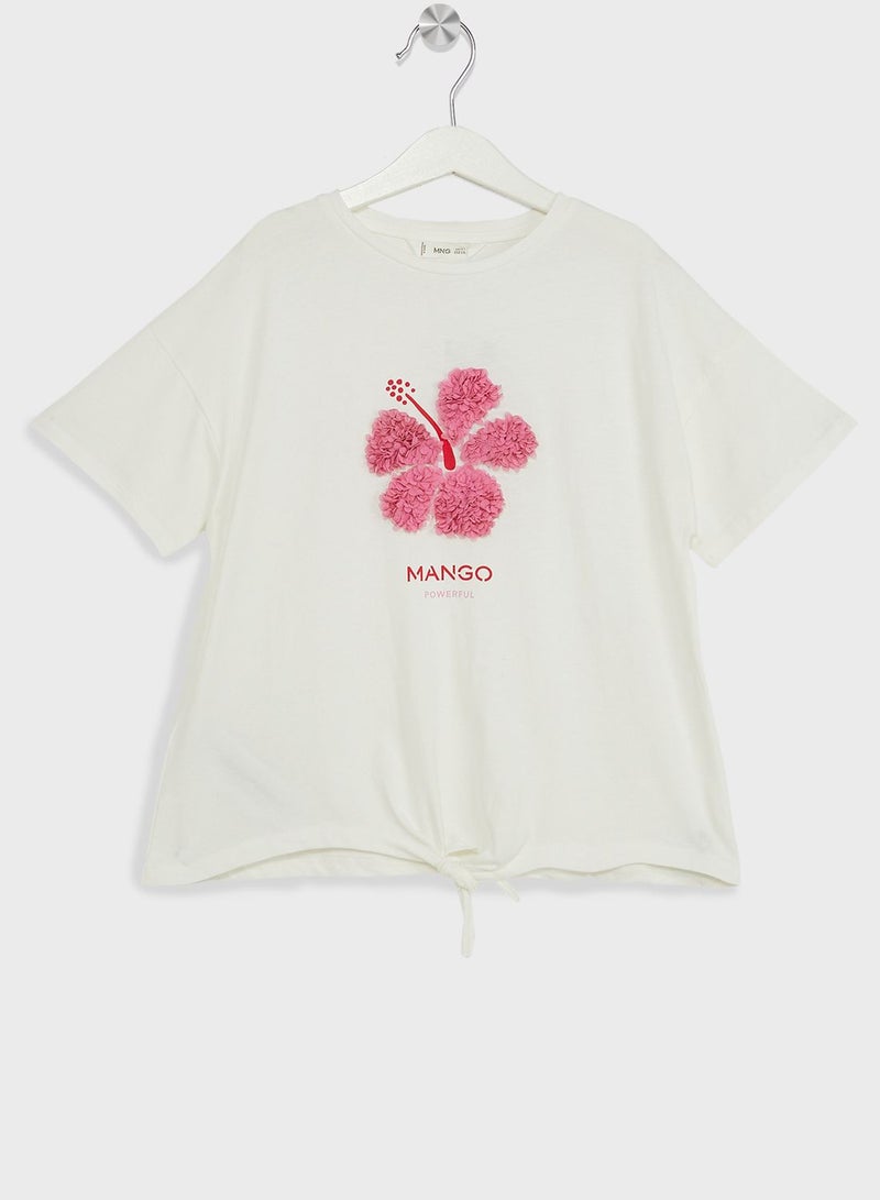 Kids Floral Knot Printed T-Shirt