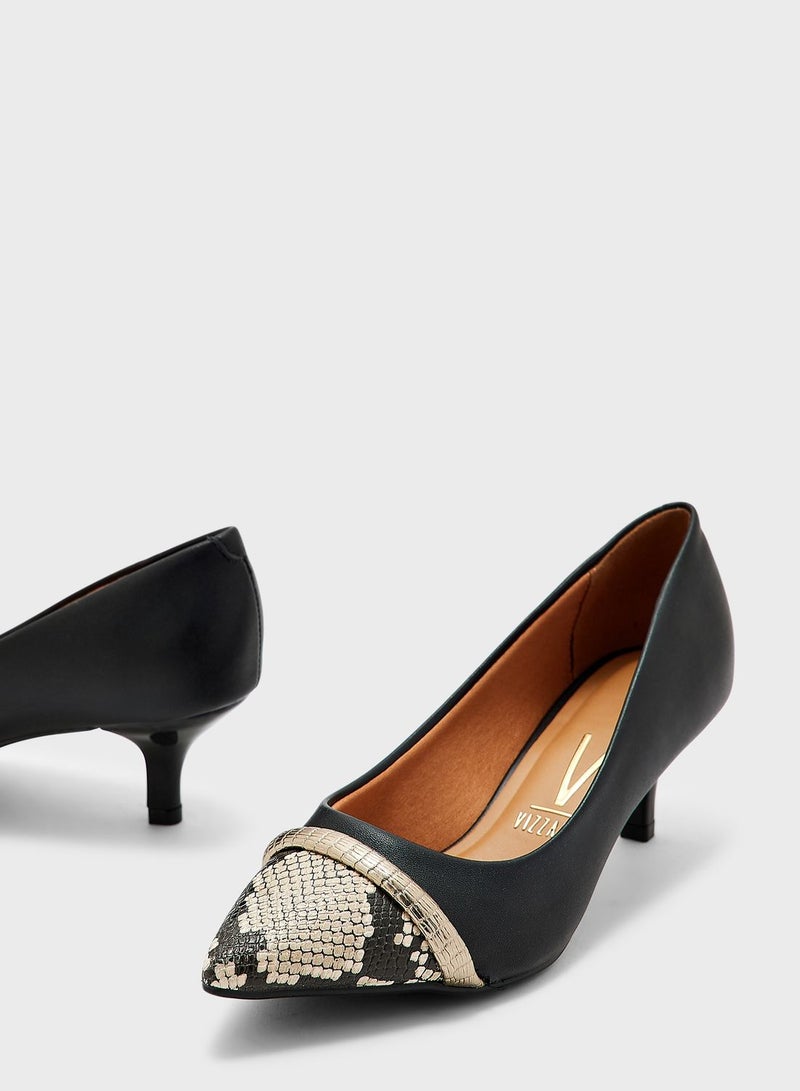 Shiloh Pointed Toe Mid Heel  Pumps