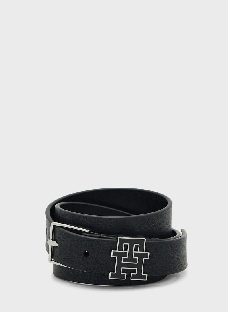 Monogram Detailed Leather Belt