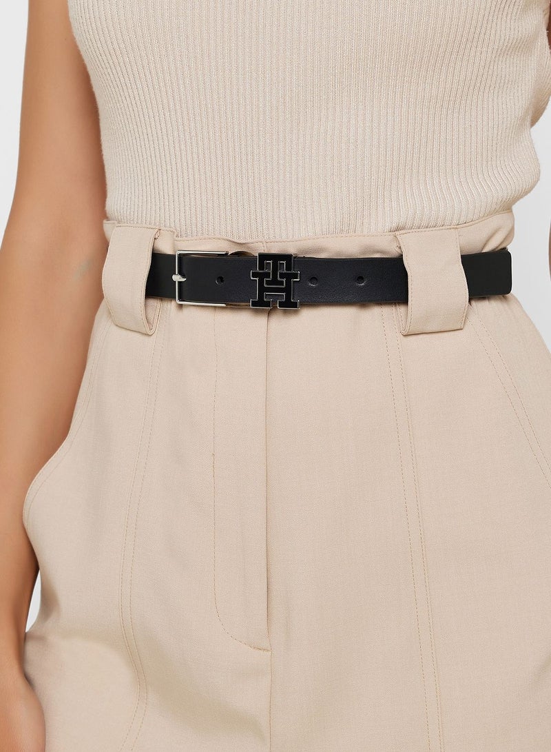 Monogram Detailed Leather Belt