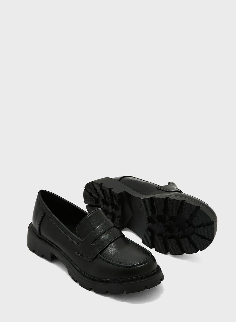 Black Pu Chunky Moccasin