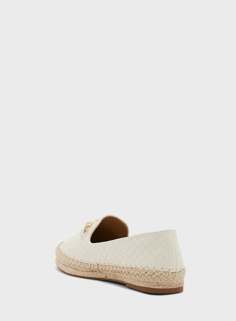 Lattice Horsebit Flat Espadrille