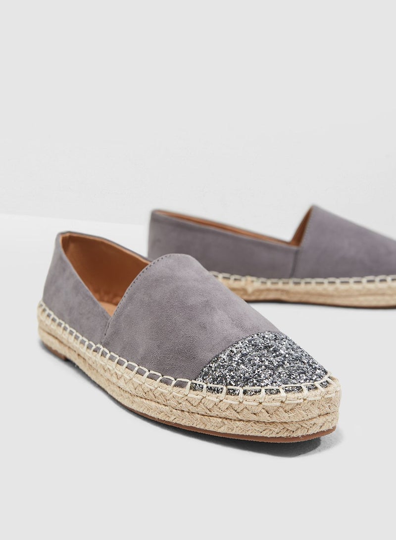 Espadrilles With Glitter Toe