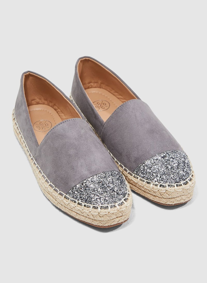 Espadrilles With Glitter Toe