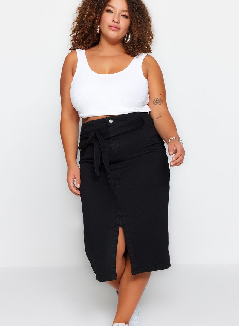Tie And Slit Detail Skirt