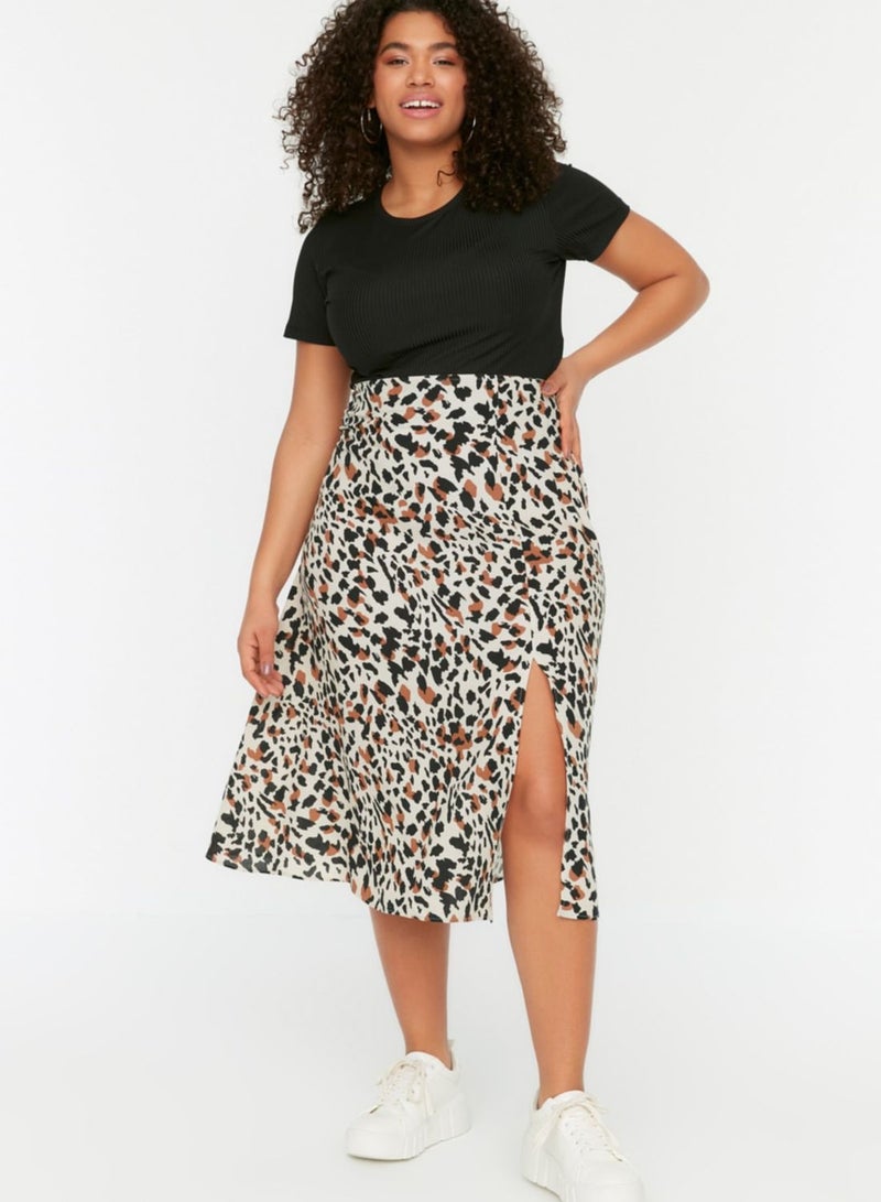 Side Split Printed Skirt