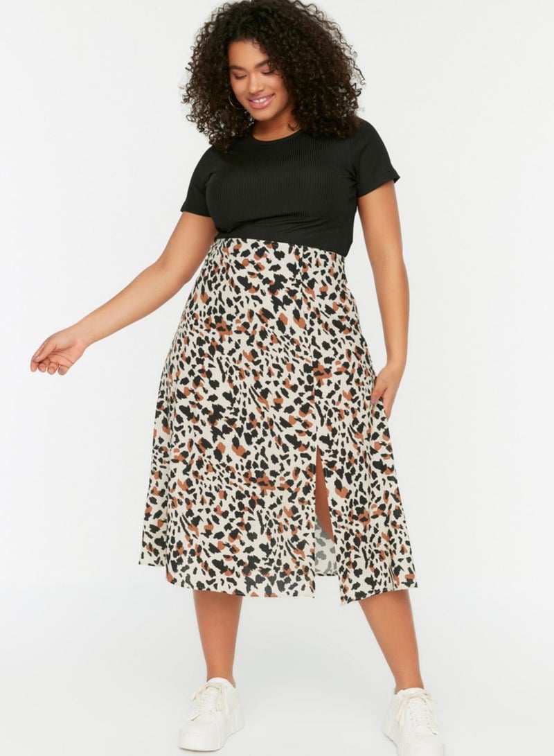 Side Split Printed Skirt