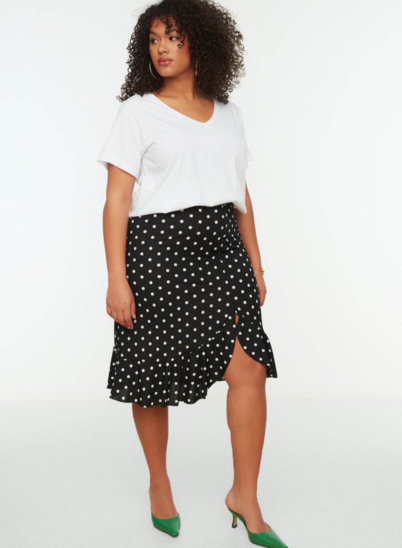 Polka Dot Ruffle Detail Wrap Skirt