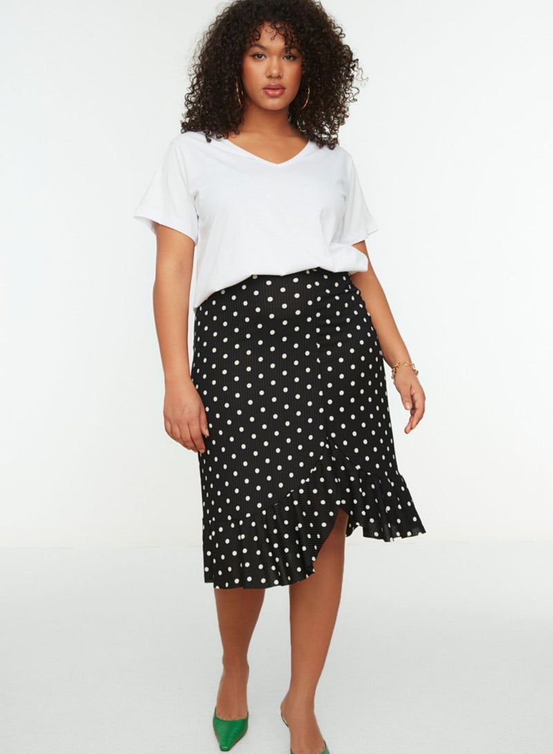 Polka Dot Ruffle Detail Wrap Skirt