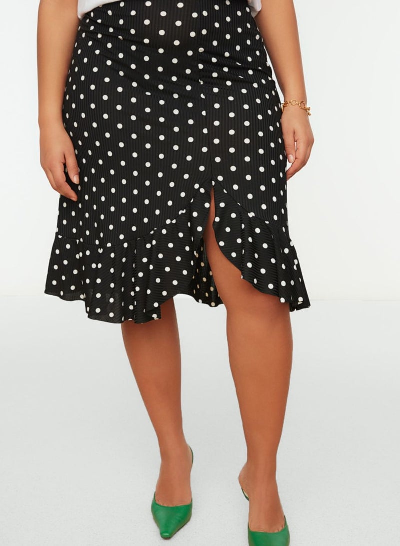 Polka Dot Ruffle Detail Wrap Skirt