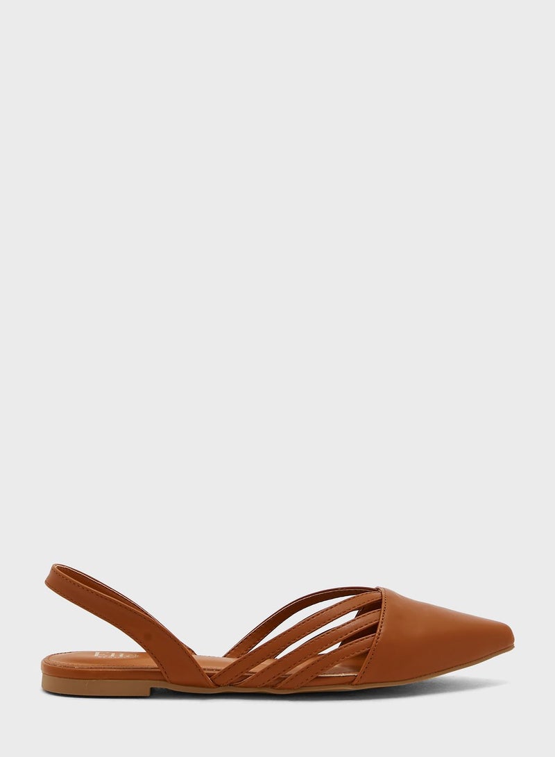 Cutout Pointed Slingback Flat Shoe