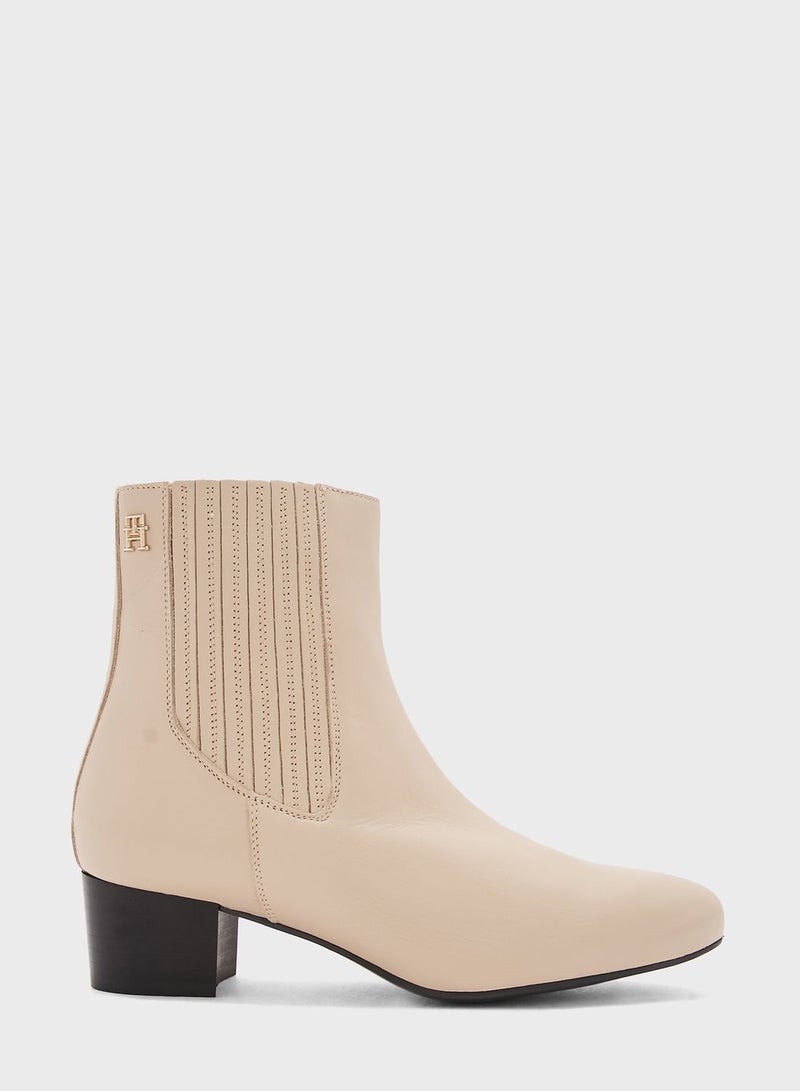 Essential Casual Leather Mid Heel Ankle Boots