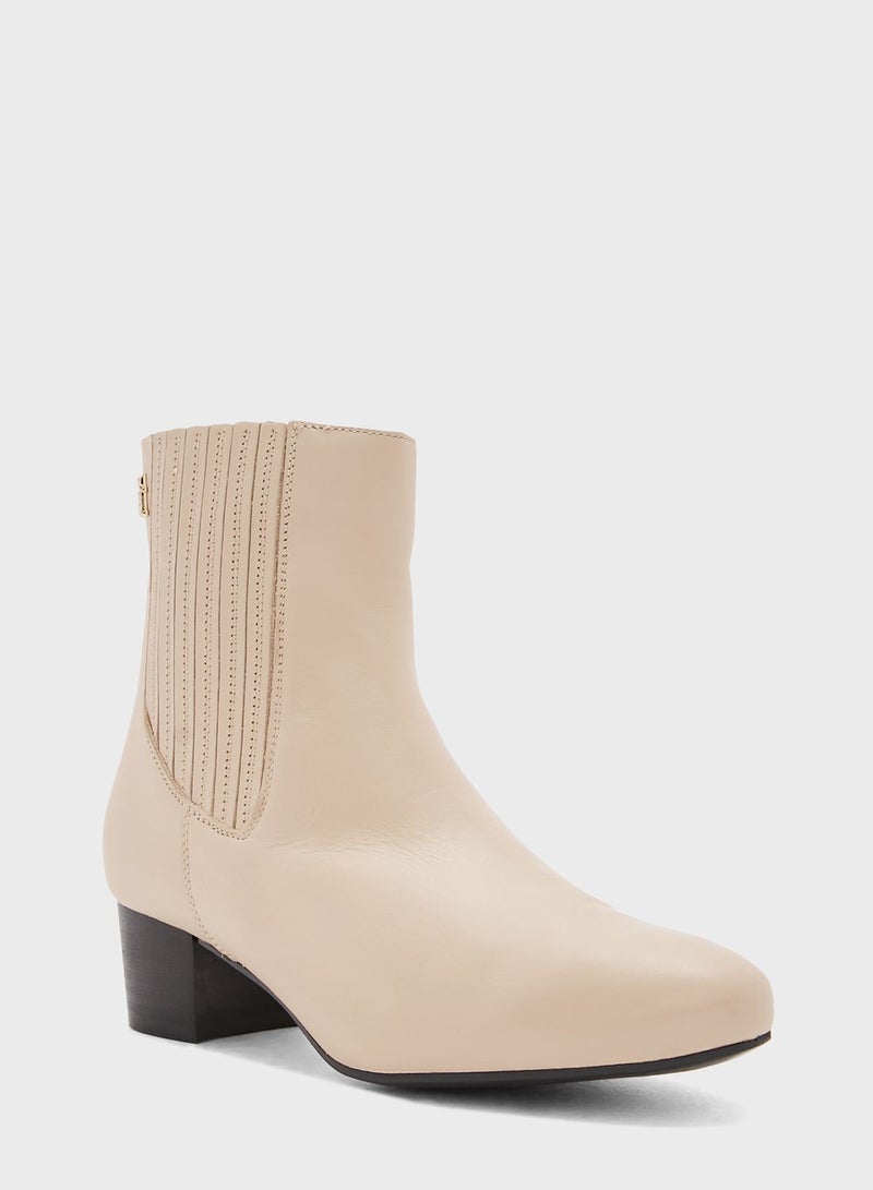 Essential Casual Leather Mid Heel Ankle Boots