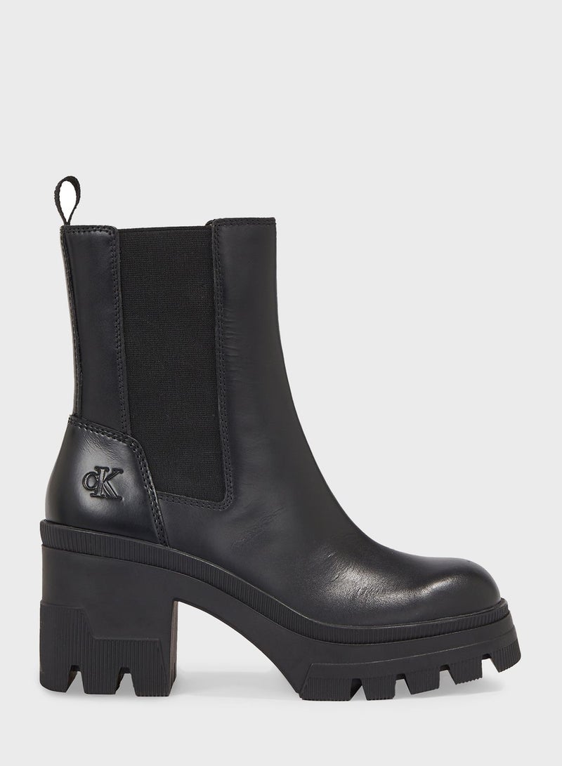 Chunky Ankle Heeled Boots
