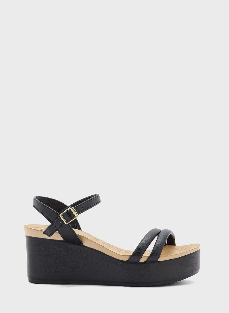 Ankle Strap Low Heel Wedge Sandals