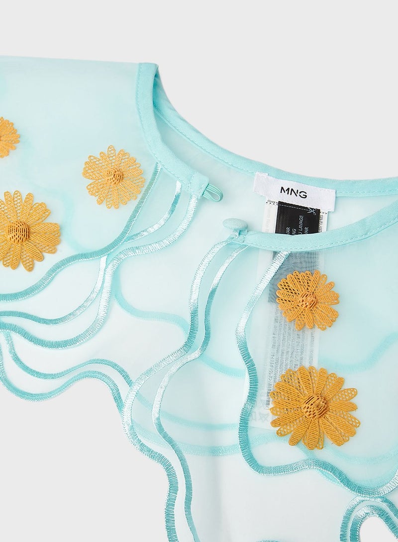 Floral Applique Organza Collar Light