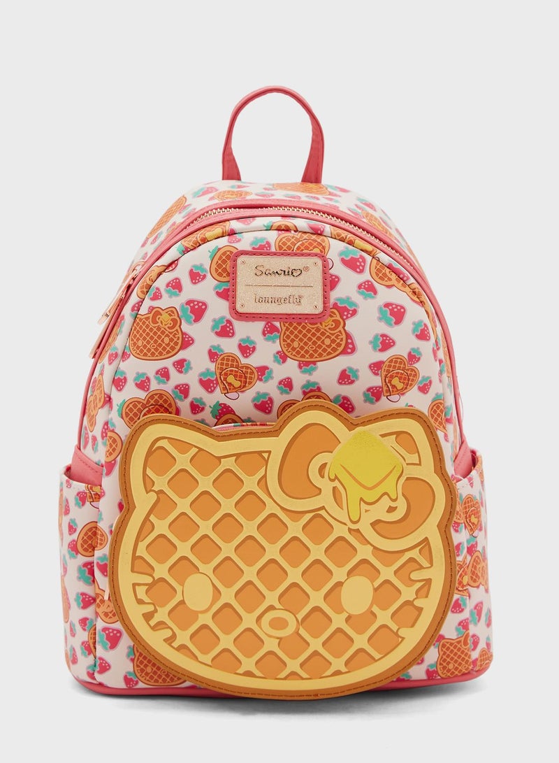 Kids Leather Hello Kitty Waffle Backpack