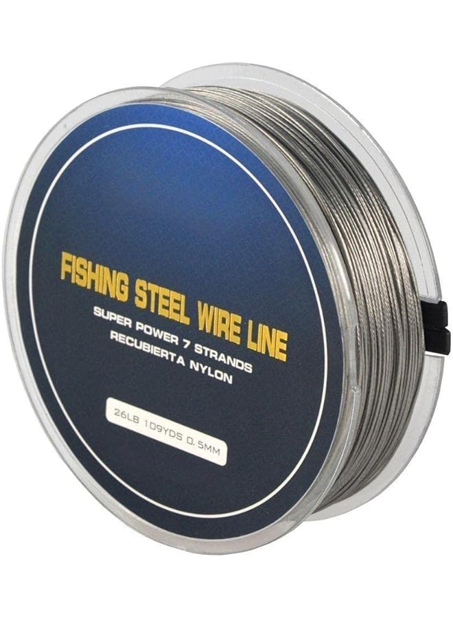 0.5mm 100m 26lb Fishing Steel Wire Fishing Lines max Power 7 Strands Super Soft Wire Lines Cover with Plastic Waterproof Lead line