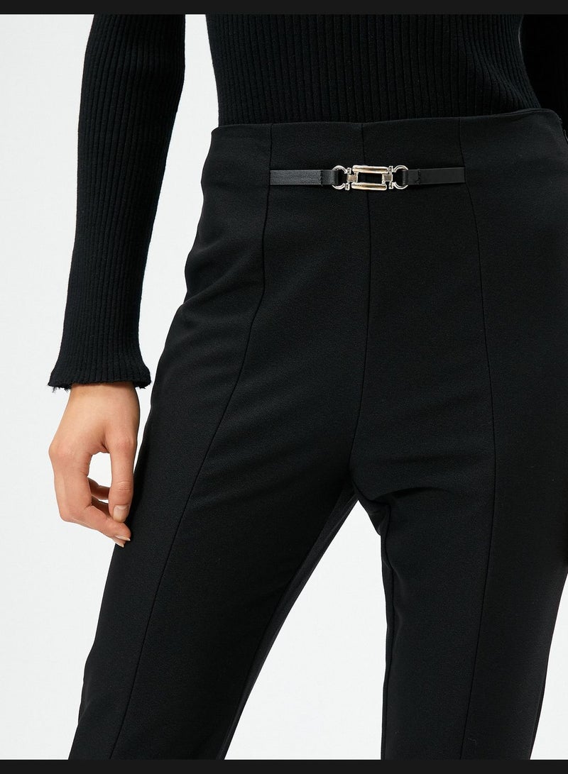 Belt Detail Slit Classic Trousers