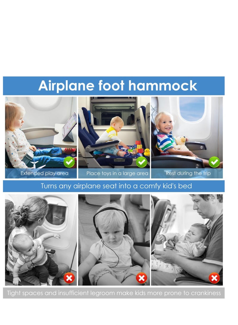 Toddler Travel Bed, Lightweight Toddler Airplane Seat Extender, Portable Toddler Travel Bed Kids, Kids Airplane Travel Essentials Airplane Travel Accessories, Storage Bag(Blue)