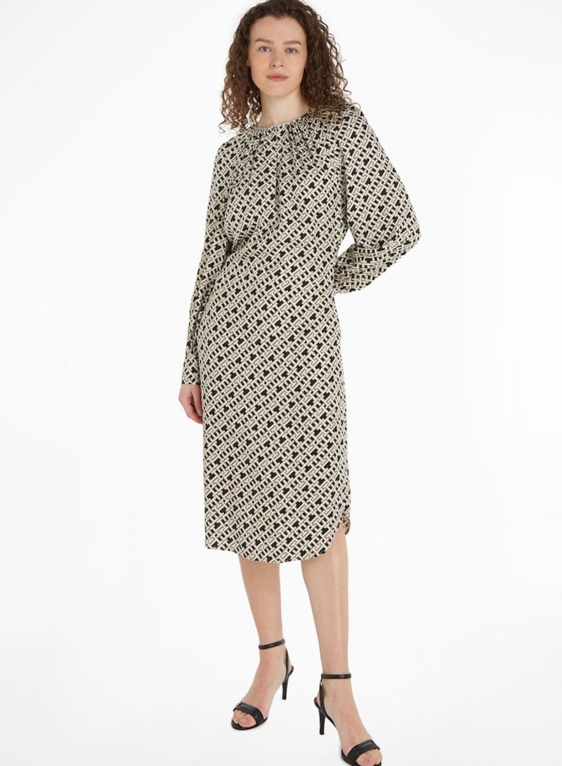 Printed Puff Sleeve Dress