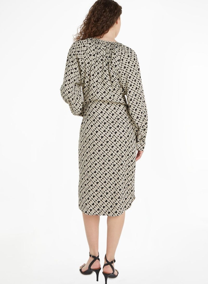 Printed Puff Sleeve Dress