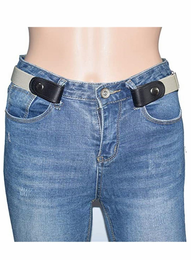 Belts, No Buckle Stretch Belt Adjustable Invisible Belt Elastic Belt No Bulge No Hassle Buckle-free Pant Belt, for Jeans Dresses Women Or Men 2pcs (blue + khaki)