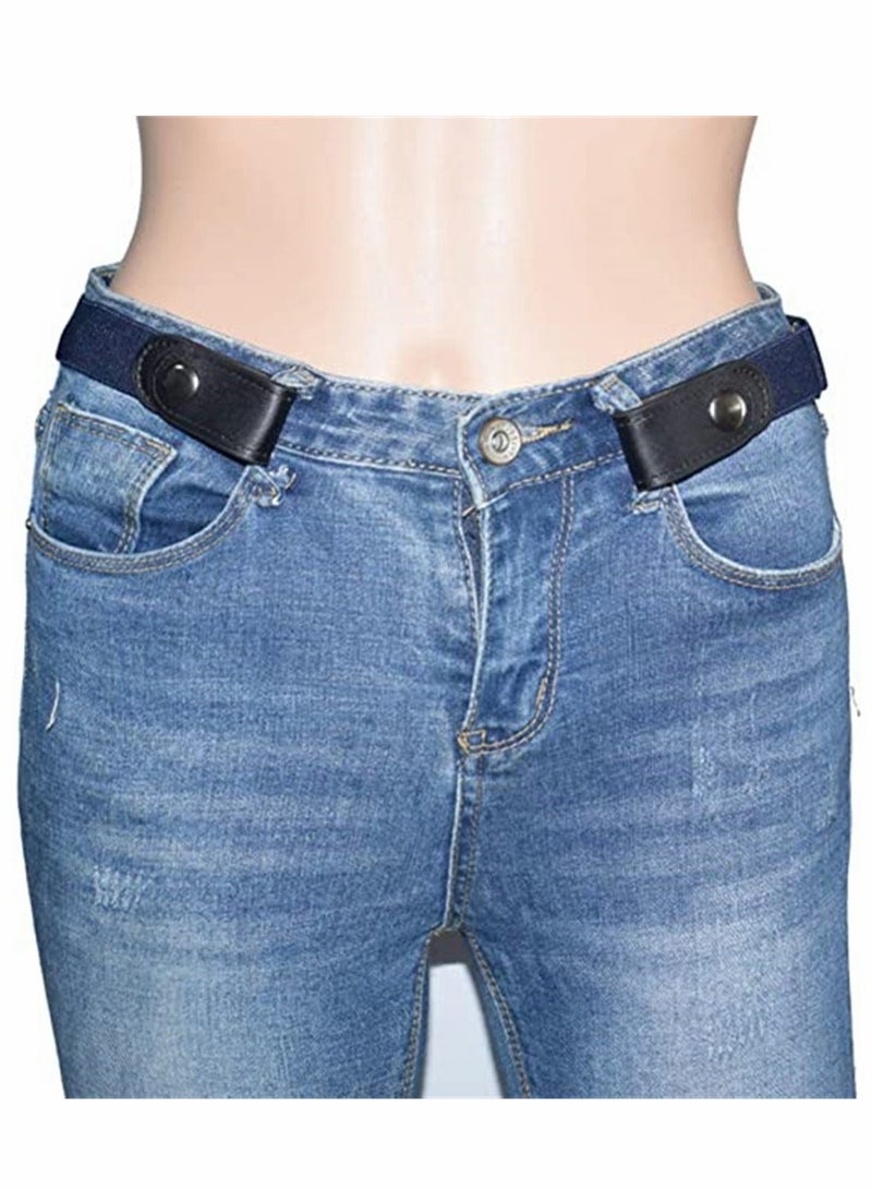 Belts, No Buckle Stretch Belt Adjustable Invisible Belt Elastic Belt No Bulge No Hassle Buckle-free Pant Belt, for Jeans Dresses Women Or Men 2pcs (blue + khaki)