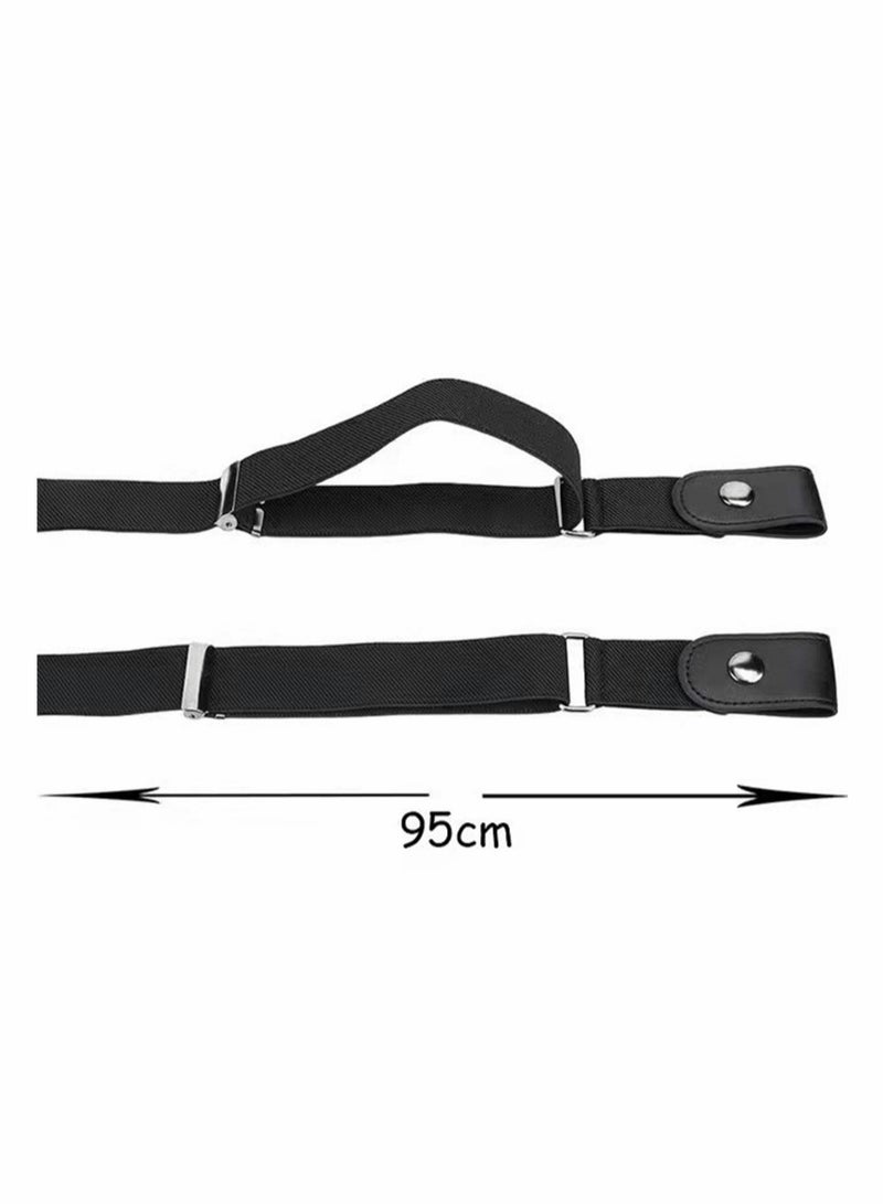 Belts, No Buckle Stretch Belt Adjustable Invisible Belt Elastic Belt No Bulge No Hassle Buckle-free Pant Belt, for Jeans Dresses Women Or Men 2pcs (blue + khaki)