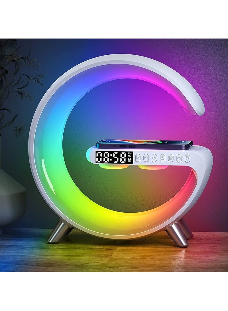 Sound Machine Smart Light Sunrise Alarm Clock Wake Up Light Alarm Clocks for Bedrooms Dimmable Table Lamp with Fast Wireless Charger Alarm Clock for Heavy Sleepers Adults