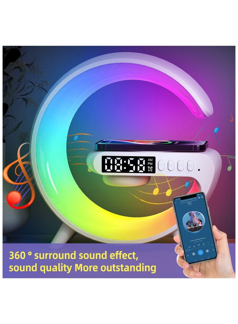 Sound Machine Smart Light Sunrise Alarm Clock Wake Up Light Alarm Clocks for Bedrooms Dimmable Table Lamp with Fast Wireless Charger Alarm Clock for Heavy Sleepers Adults
