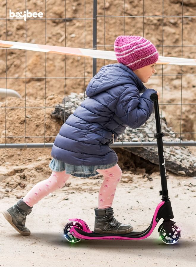 Dracarys Skate Scooter For Kids 2 Wheel Kids Scooter With Three Height Adjustable Handle Flashing Led Pu Wheels Rubber Deck Kick Scooter Runner Scooter For Kids 3 To 8 Years Boys Girls Pink